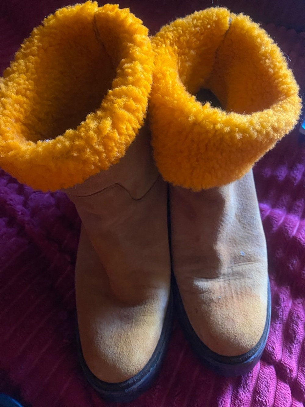 Moncler orange real leather shearling authentic boots.